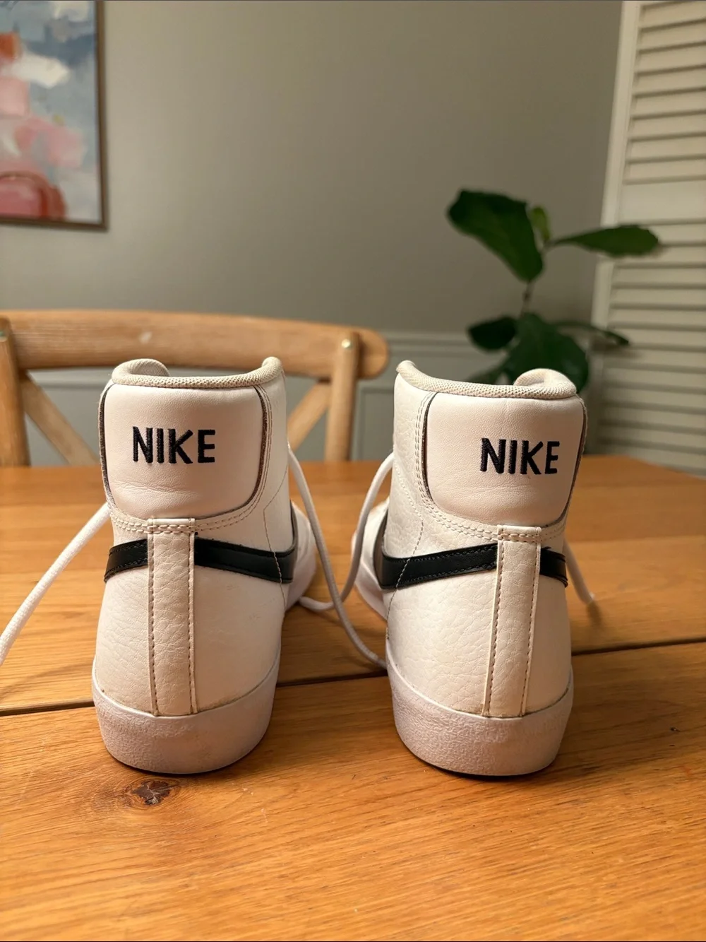 Nike Blazers High-Top Sneakers in White with Black Swoosh